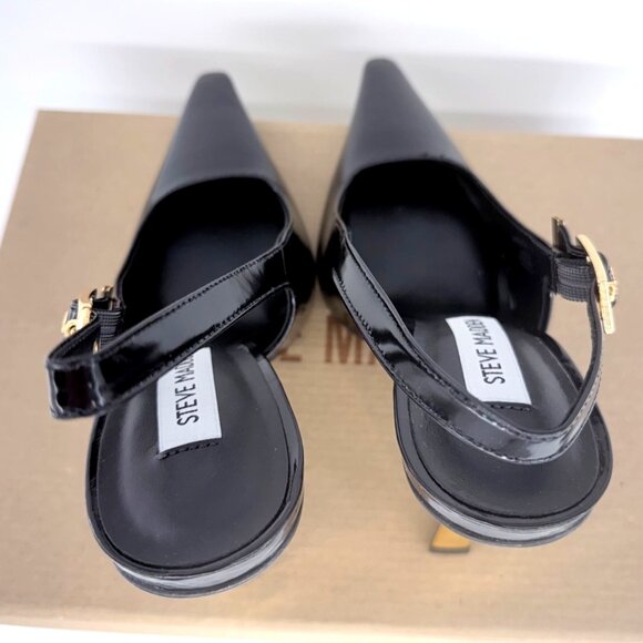 Steve Madden Divine Heels Black Gold Leather Pointy Toe Pumps Size 7 - Picture 4 of 8